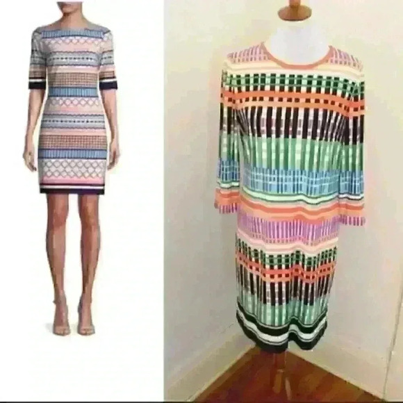 Eliza j multi color geometric shift dress 4 - Picture 1 of 11